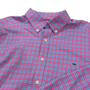 Vineyard Vines Mens XL on the Go Performance Pink and Blue Checkered Shirt